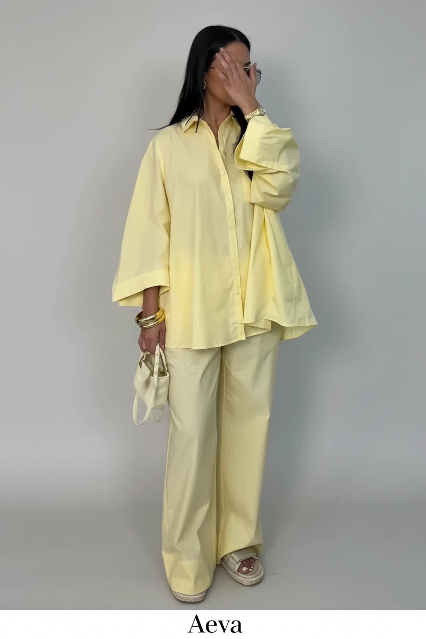Ensemble Chemise & Pantalon Ample – Tenue Décontractée Femme