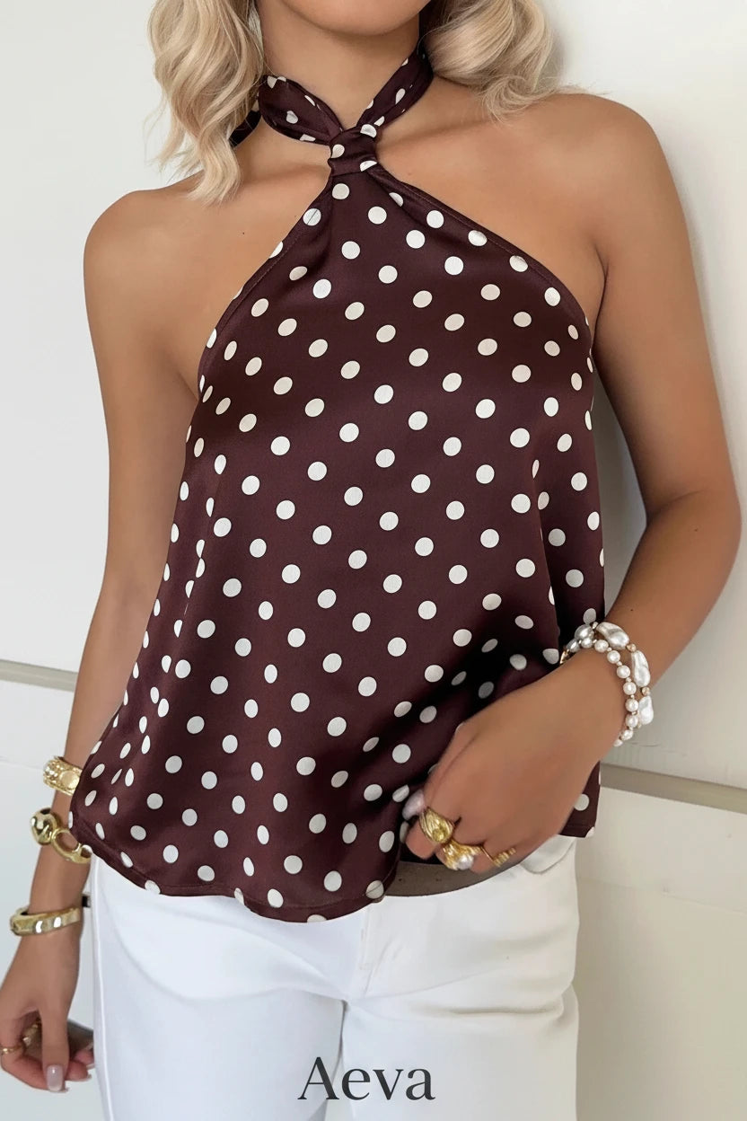 Haut Femme à Pois – Style Licou avec Nœud | Mode Estivale