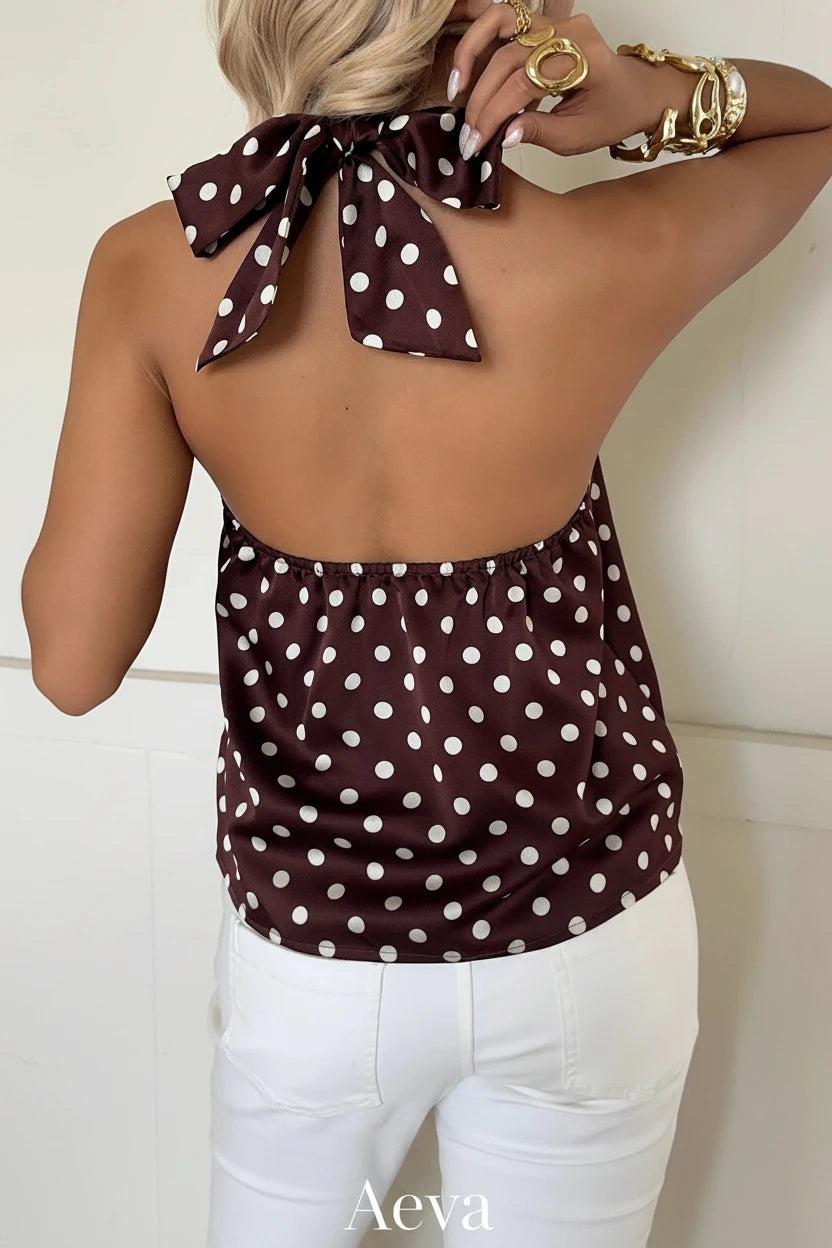 Haut Femme à Pois – Style Licou avec Nœud | Mode Estivale