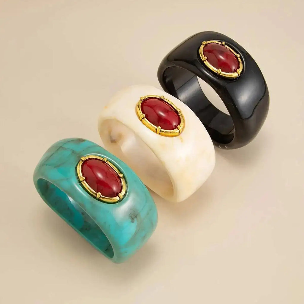 Bracelet Manchette Femme Boho – Résine Acrylique Géométrique Large