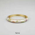 Bracelet Émail Cloisonné Femme – Double Jonc Pivoine, Style Vintage Ethnique