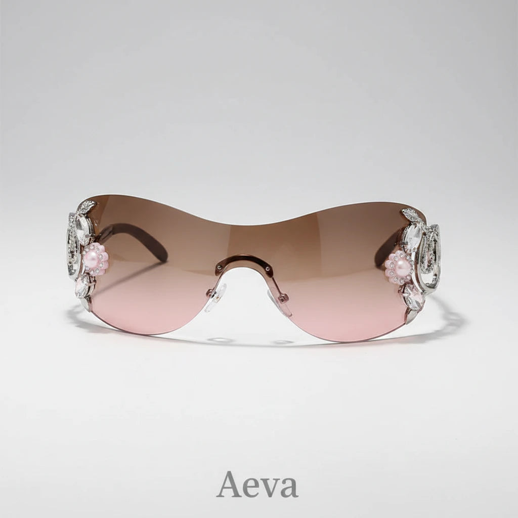 Lunettes de Soleil Y2K Femme – Sans Bords & Strass | Style Tendance Dégradé