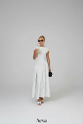 Robe Longue Femme Été – Élégante À Pois, Coupe Ajustée Vacances