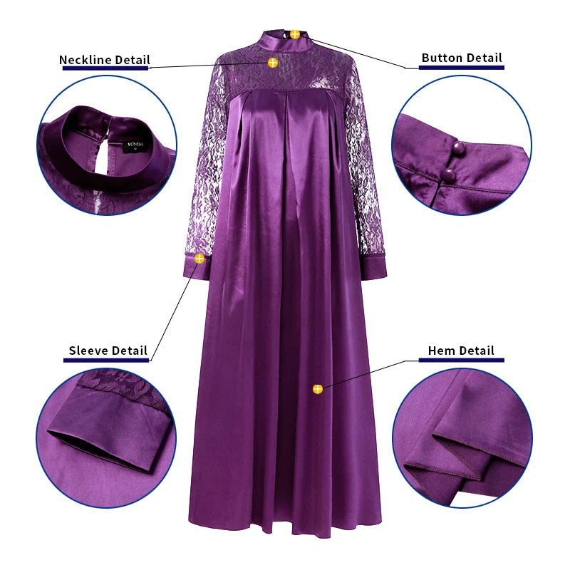 Robe Élégante en Satin et Détails Dentelle