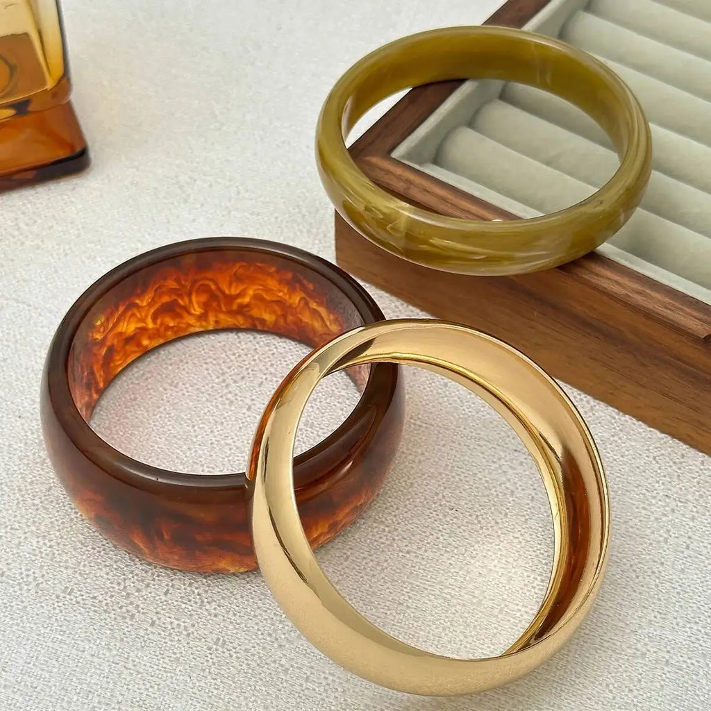 Bracelets Femme Boho – Lot de 3 Styles Résine Acrylique & Métal