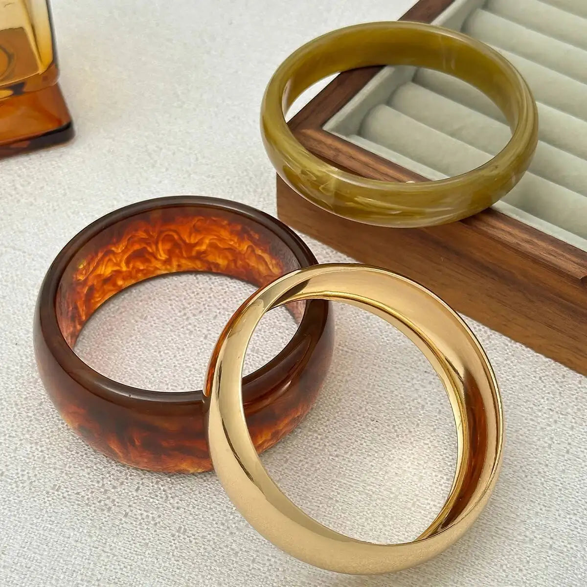 Bracelets Femme Boho – Lot de 3 Styles Résine Acrylique & Métal