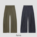 Pantalon Baggy Femme – Large Plissé Rayé, Taille Haute, Style Bureau Chic