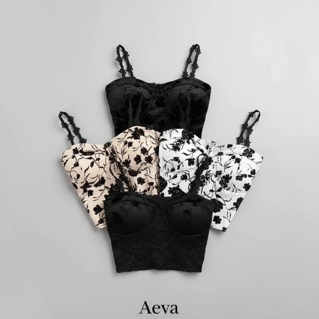 Caraco Crop Top Femme avec Soutien-Gorge Intégré |Aeva