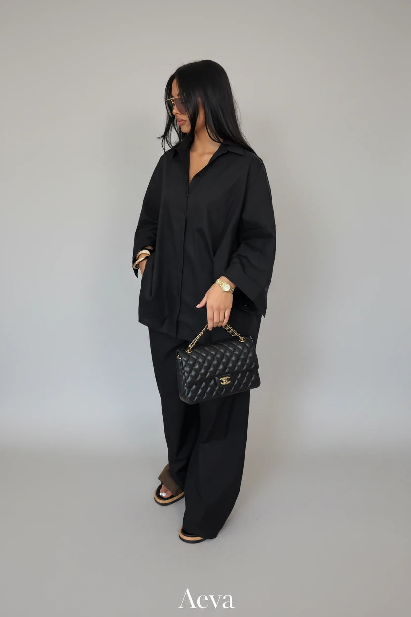 Ensemble Chemise & Pantalon Ample – Tenue Décontractée Femme