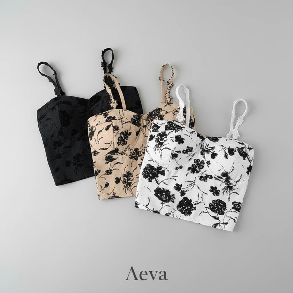 Caraco Crop Top Femme avec Soutien-Gorge Intégré |Aeva