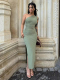 Robe longue Drapée Asymétrie - style Glamour Chic