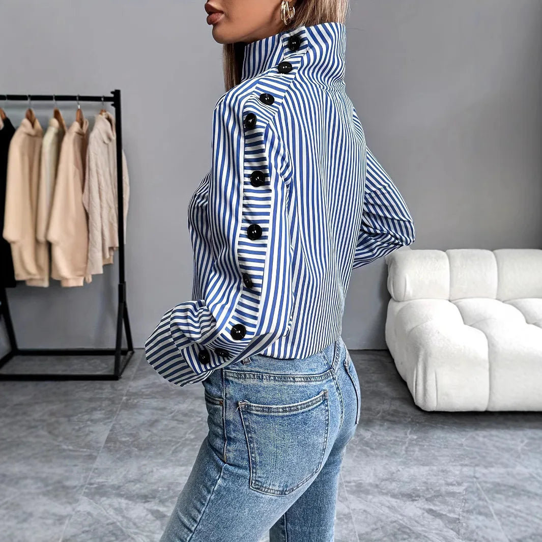 Le haut Emma - Top rayé à col boutonné