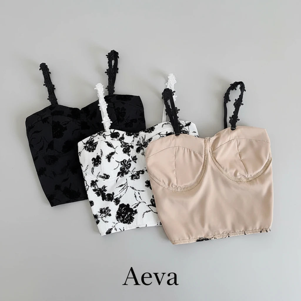 Caraco Crop Top Femme avec Soutien-Gorge Intégré |Aeva