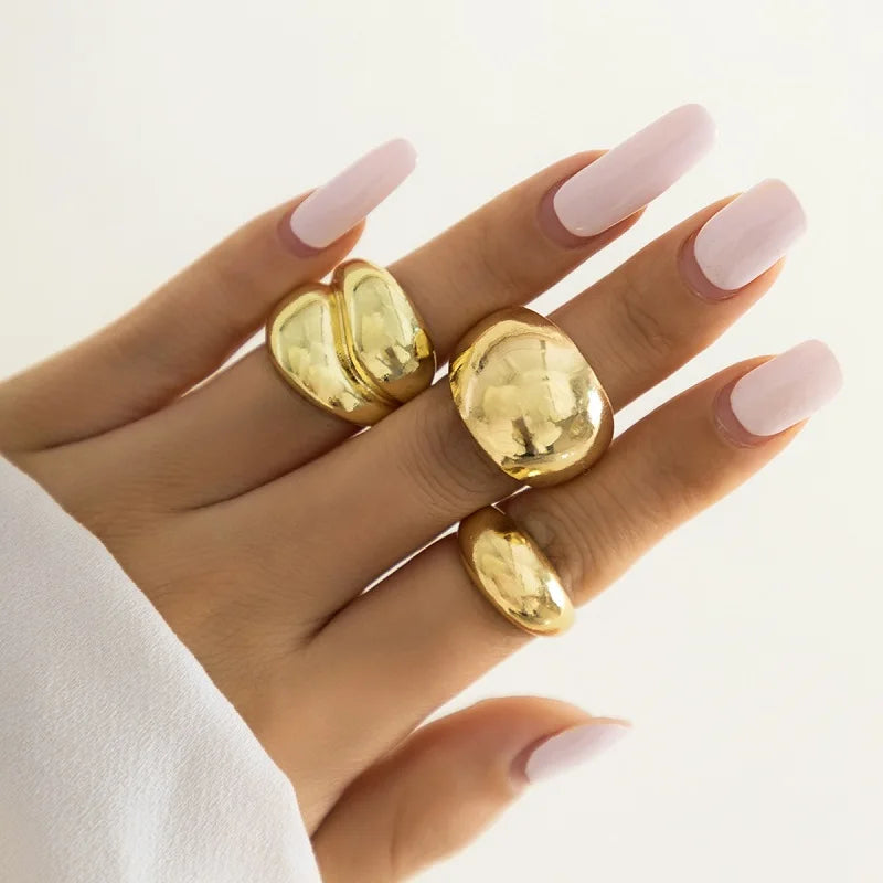 Set de 6 bagues dorées - Style géométrique ouvert