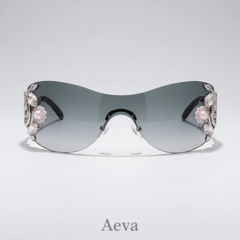 Lunettes de Soleil Y2K Femme – Sans Bords & Strass | Style Tendance Dégradé