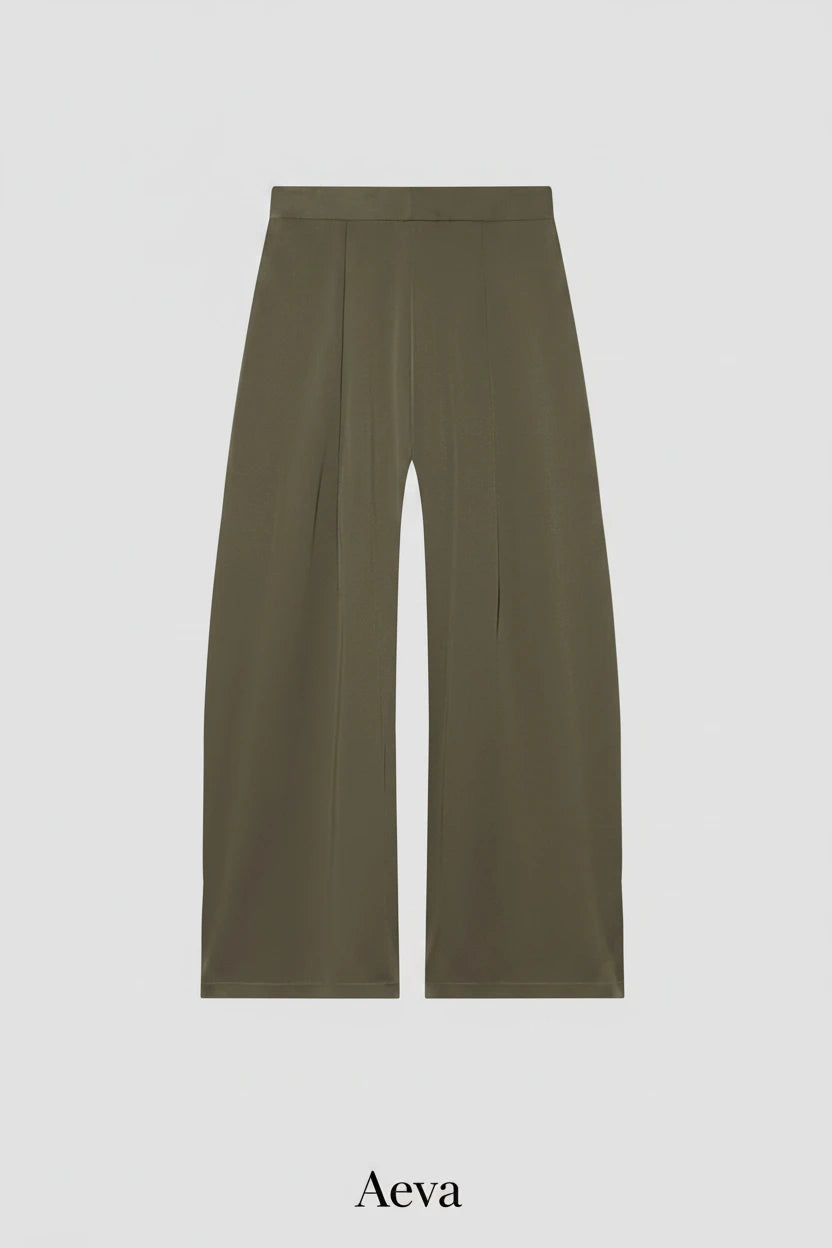 Pantalon Baggy Femme – Large Plissé Rayé, Taille Haute, Style Bureau Chic