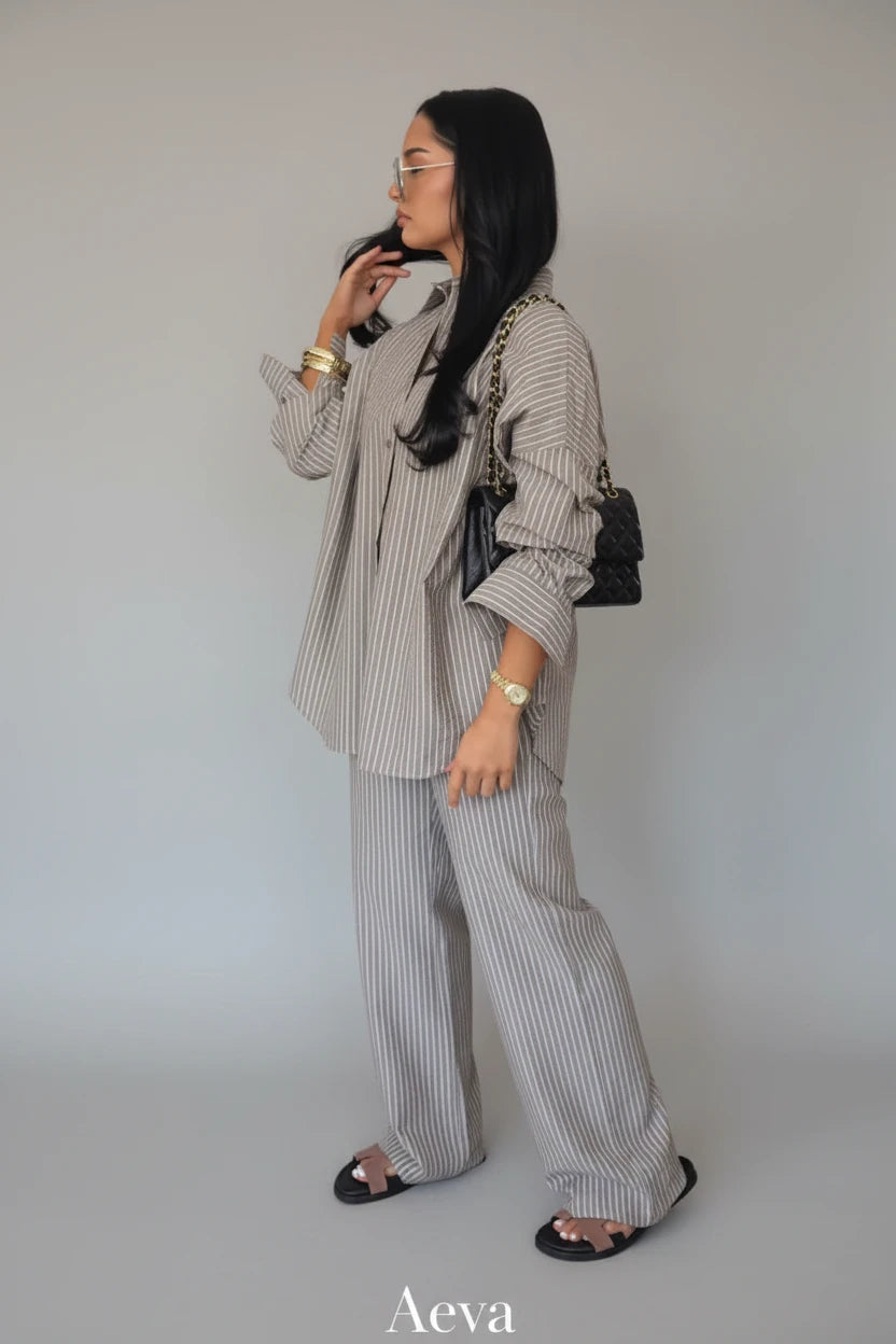 Ensemble Chemise & Pantalon Ample – Tenue Décontractée Femme