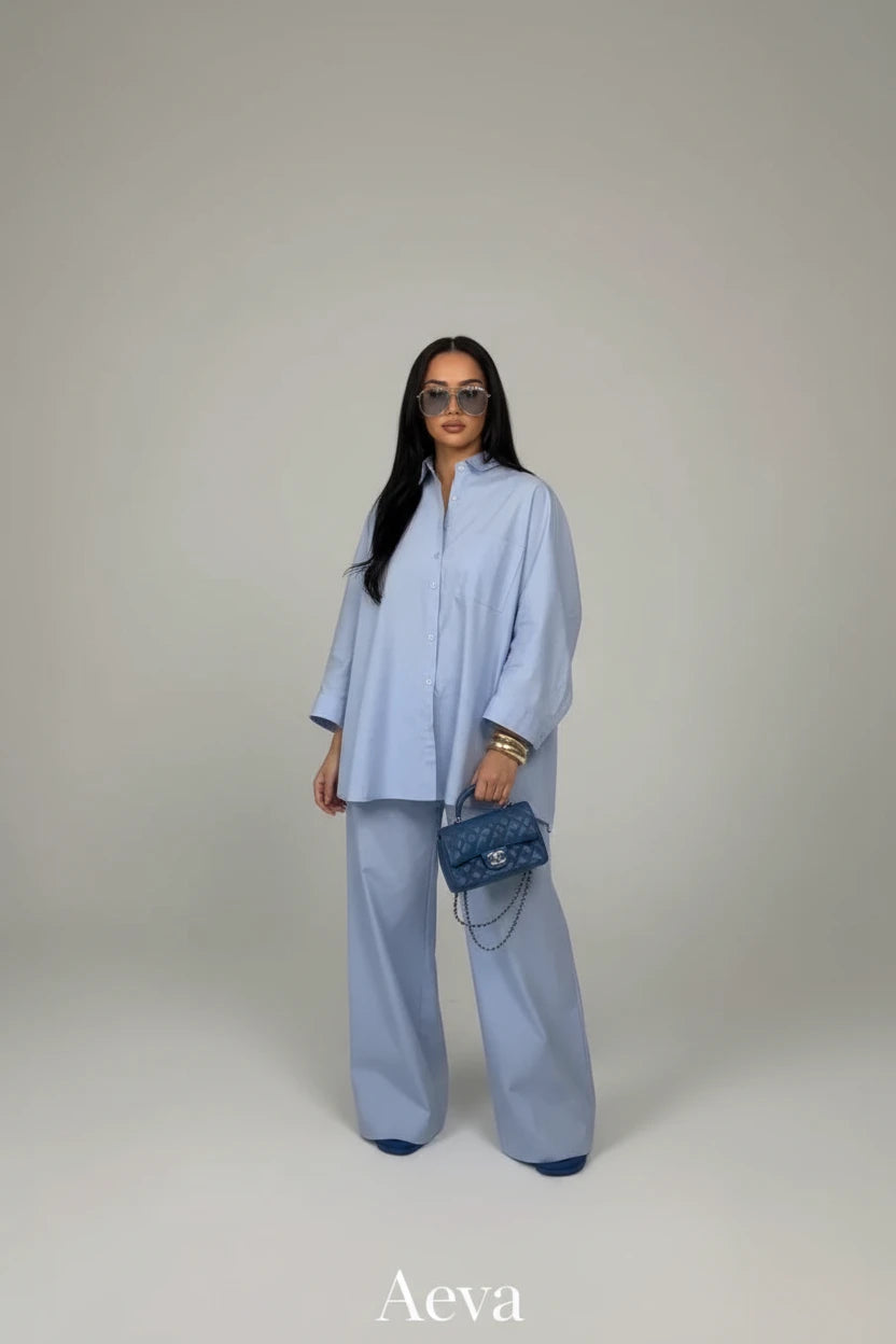 Ensemble Chemise & Pantalon Ample – Tenue Décontractée Femme