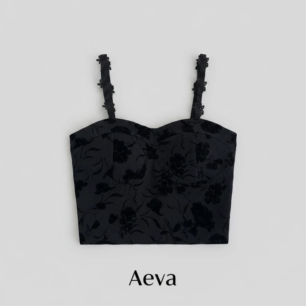 Caraco Crop Top Femme avec Soutien-Gorge Intégré |Aeva