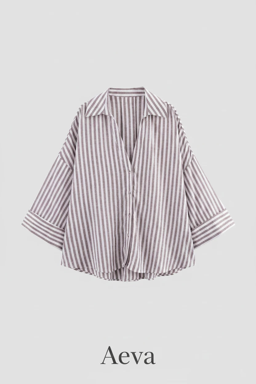 Chemise Rayée Femme – Coupe Ample & Décontractée | Manches Larges