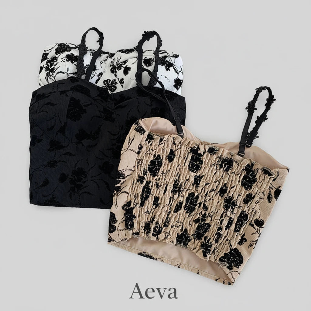 Caraco Crop Top Femme avec Soutien-Gorge Intégré |Aeva