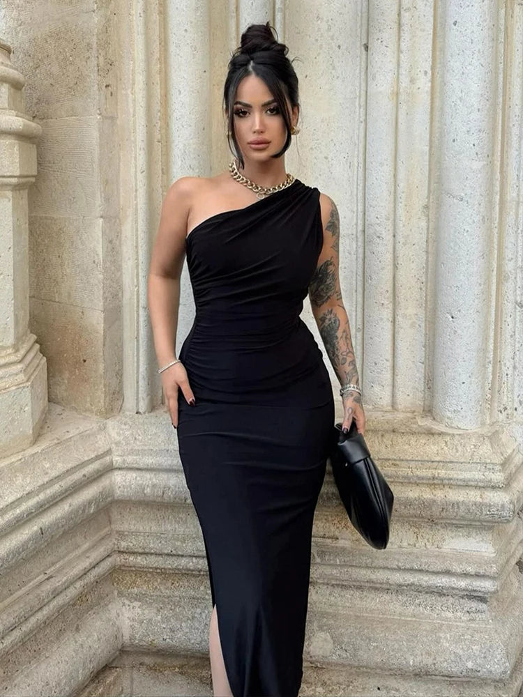 Robe longue Drapée Asymétrie - style Glamour Chic