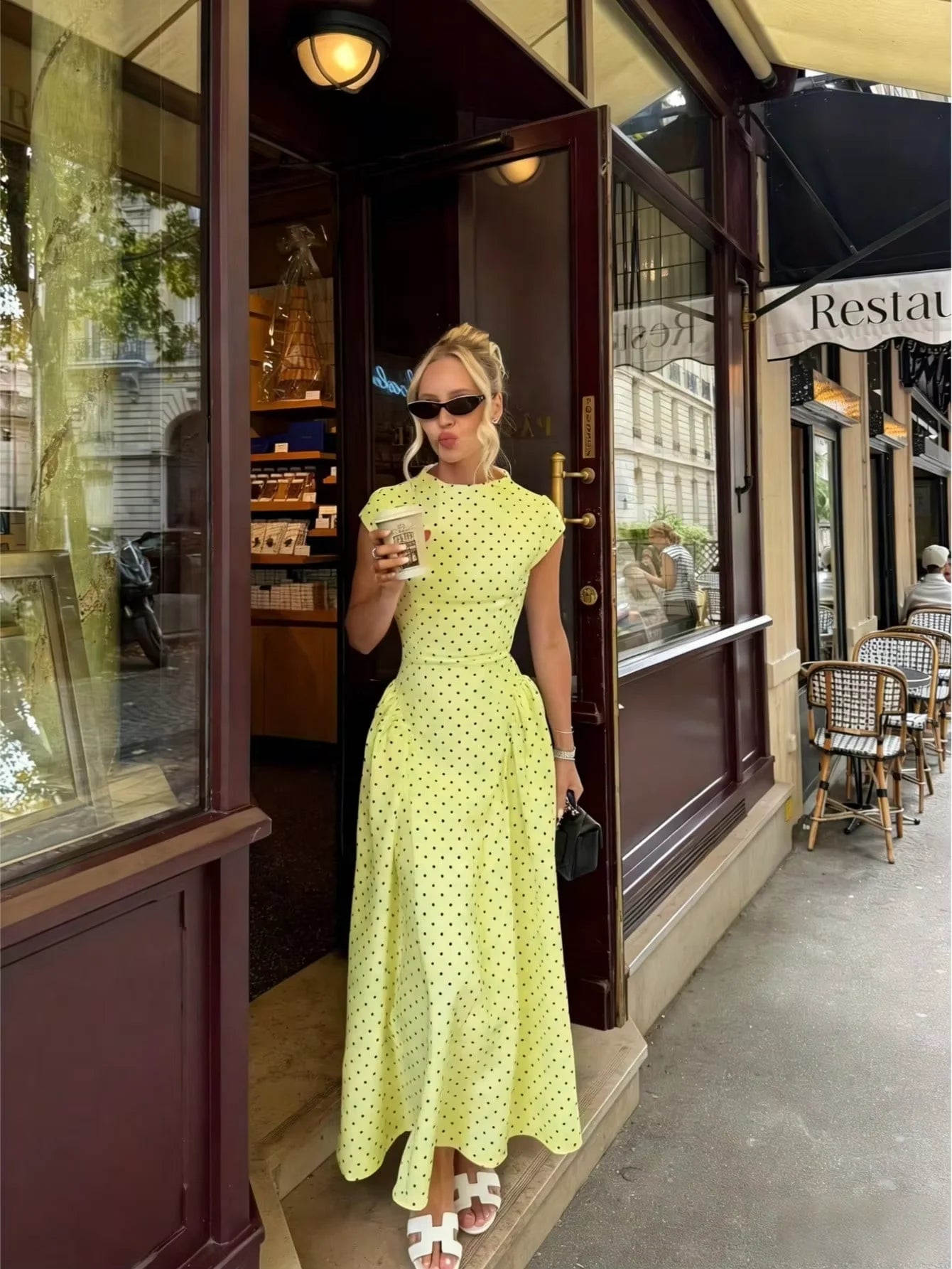 Robe Longue Femme Été – Élégante À Pois, Coupe Ajustée Vacances