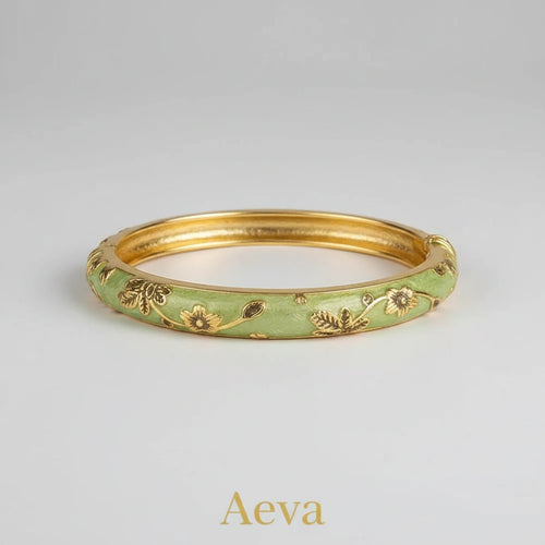 Bracelet Émail Cloisonné Femme – Double Jonc Pivoine, Style Vintage Ethnique