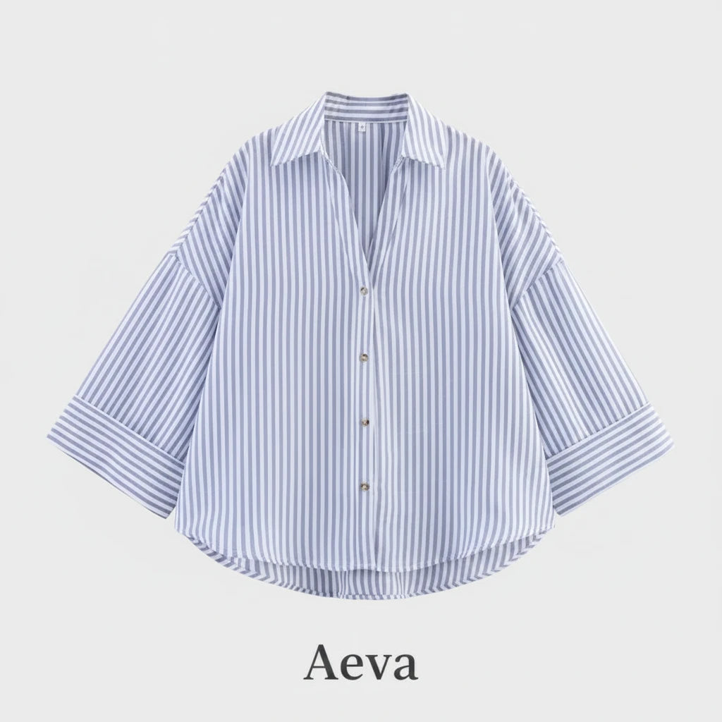 Chemise Rayée Femme – Coupe Ample & Décontractée | Manches Larges