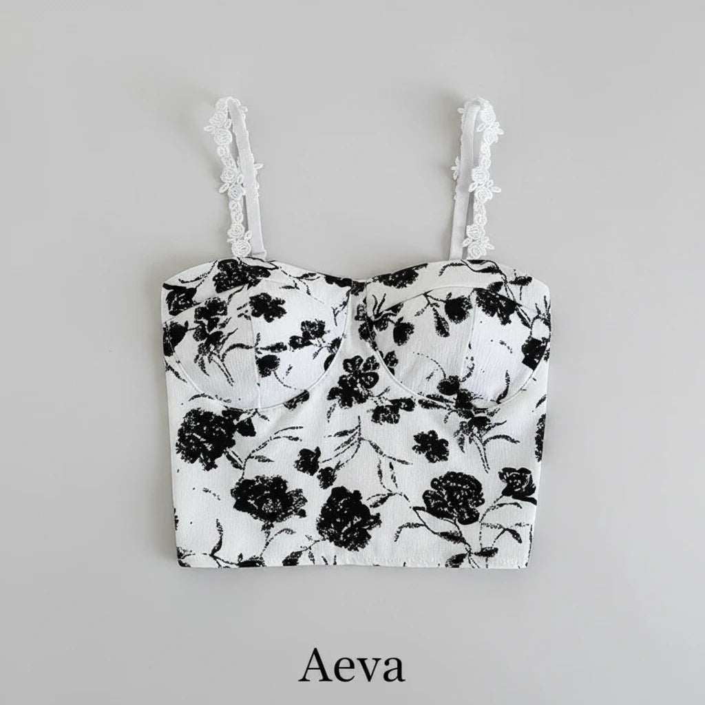 Caraco Crop Top Femme avec Soutien-Gorge Intégré |Aeva