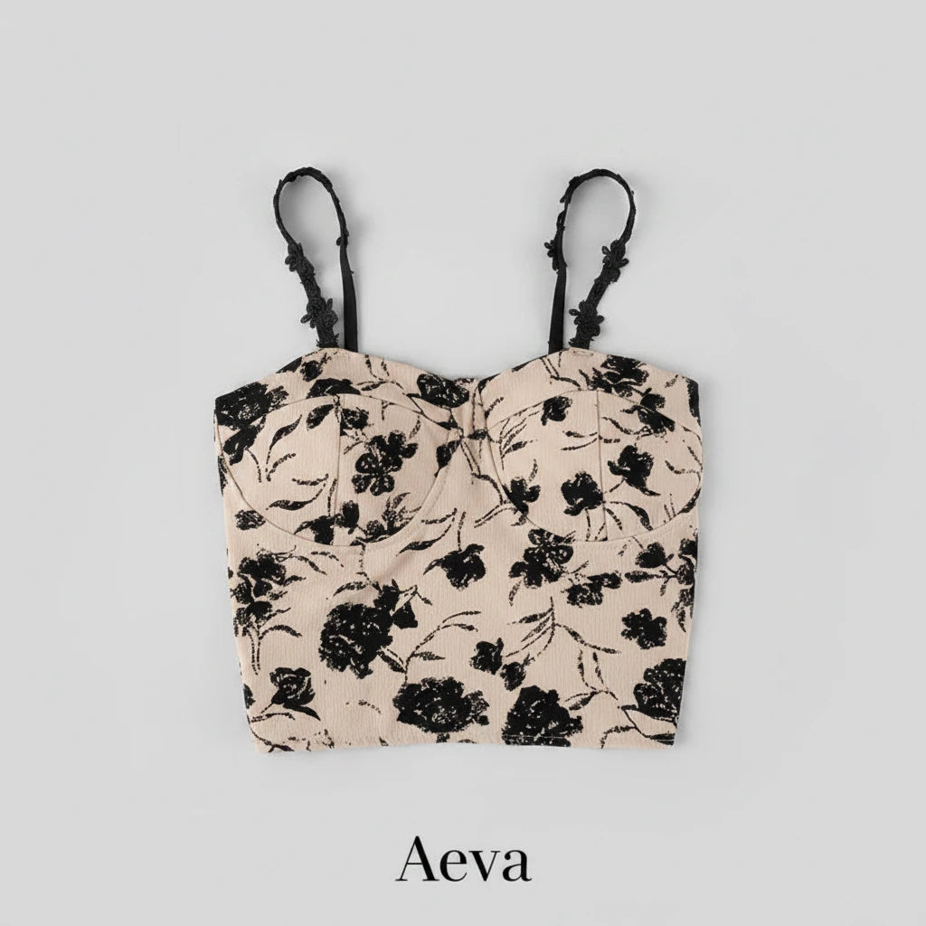 Caraco Crop Top Femme avec Soutien-Gorge Intégré |Aeva