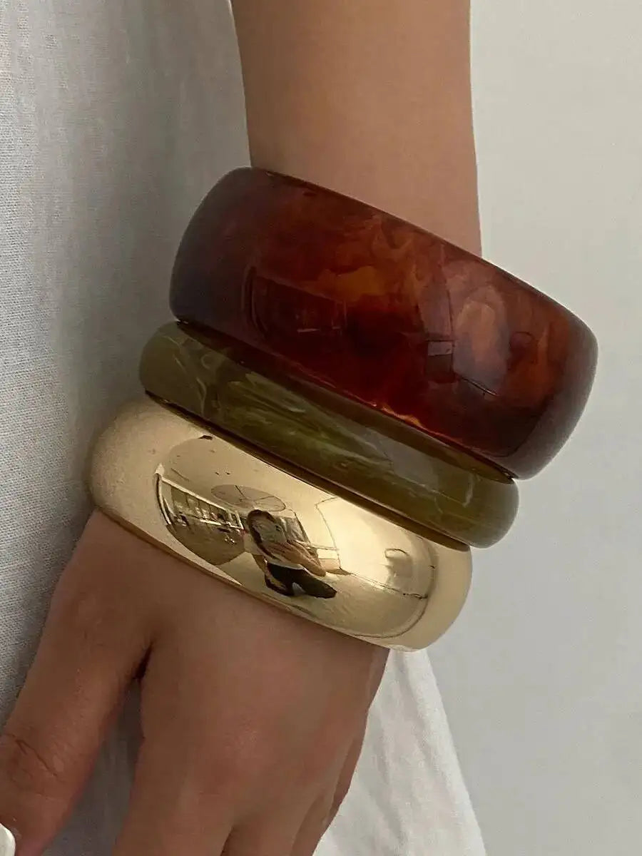 Bracelets Femme Boho – Lot de 3 Styles Résine Acrylique & Métal
