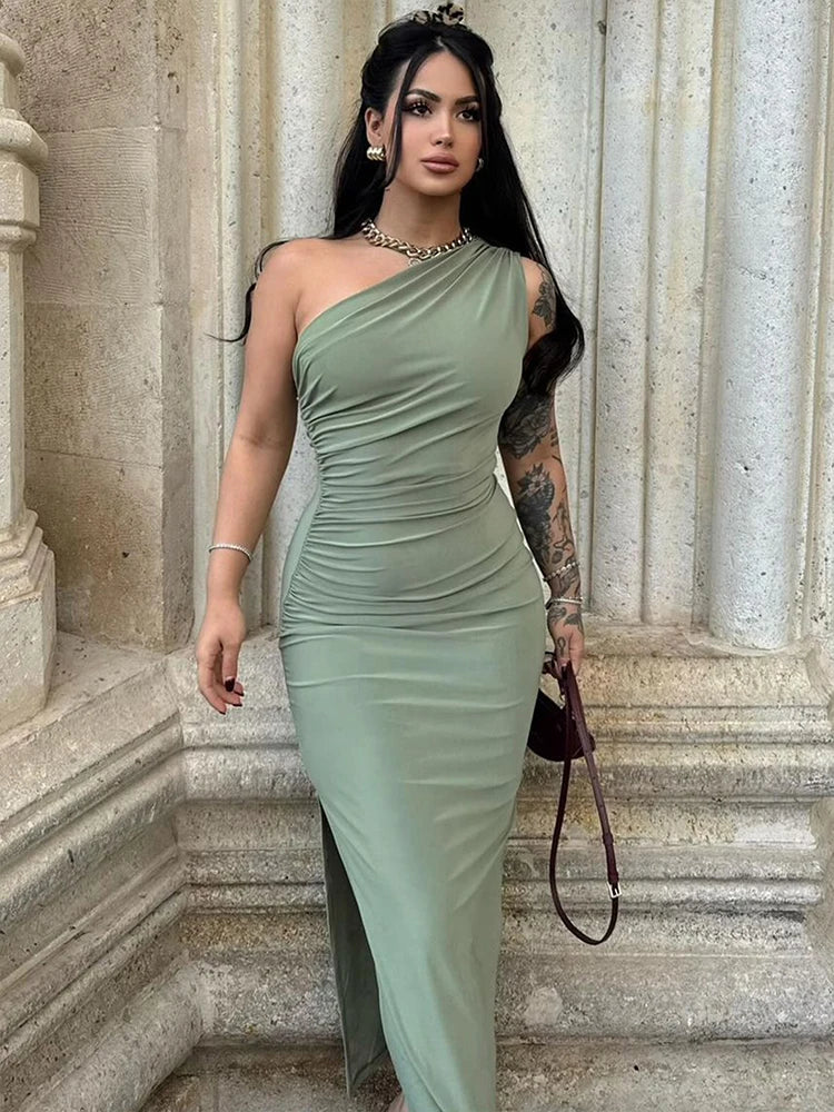Robe longue Drapée Asymétrie - style Glamour Chic