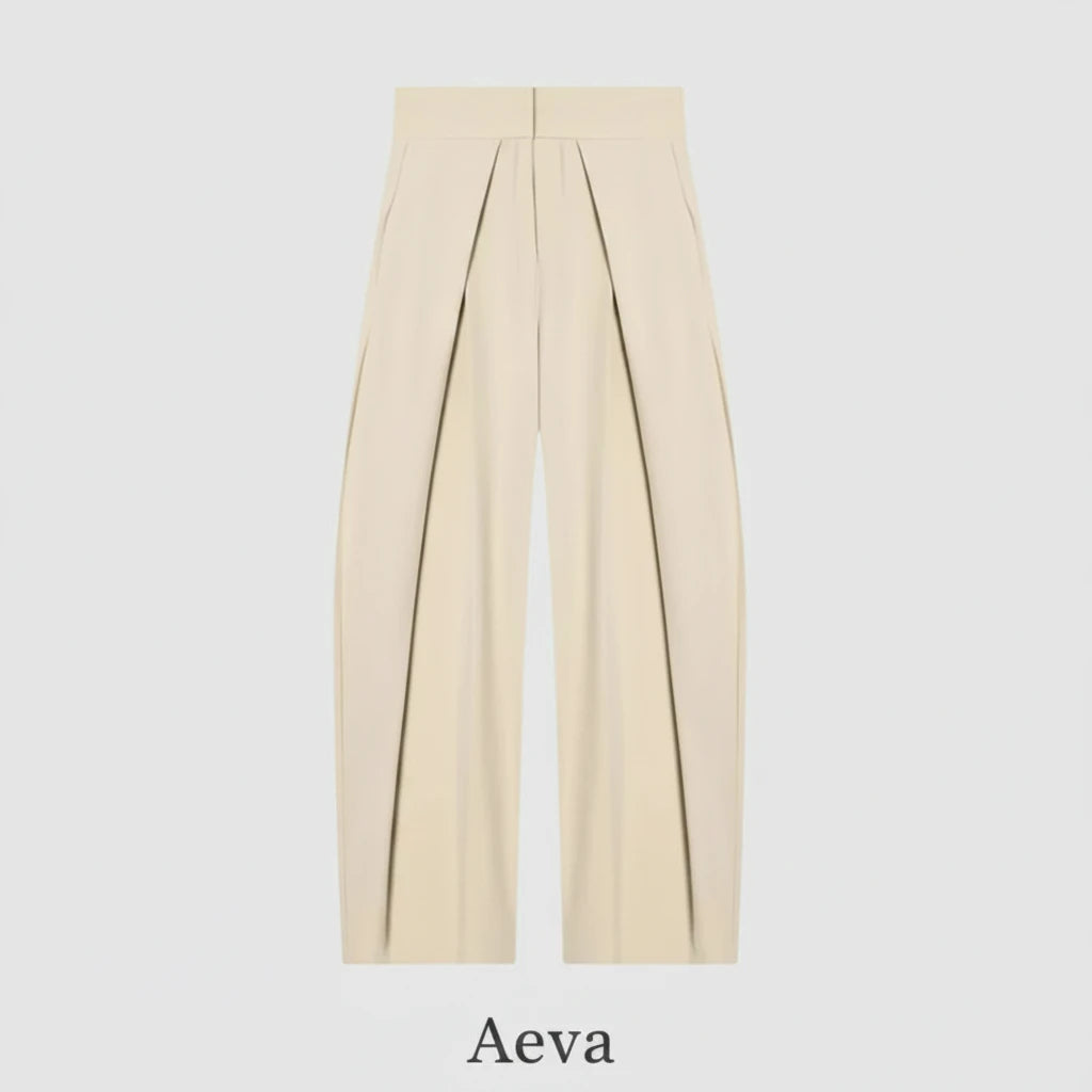 Pantalon Baggy Femme – Large Plissé Rayé, Taille Haute, Style Bureau Chic