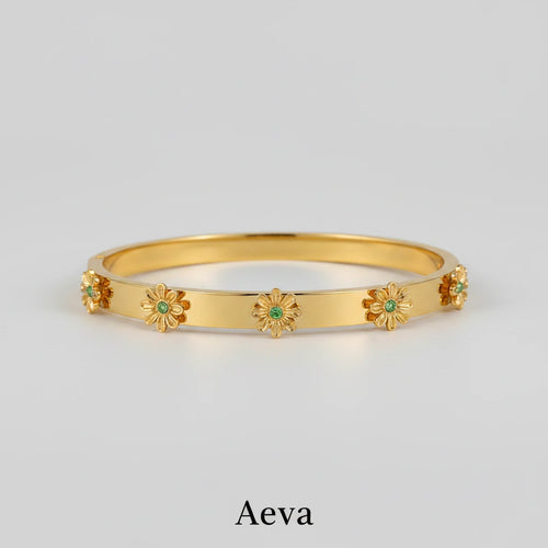 Bracelet Manchette Acier Inoxydable – Fleurs & Strass, Mixte | Étanche